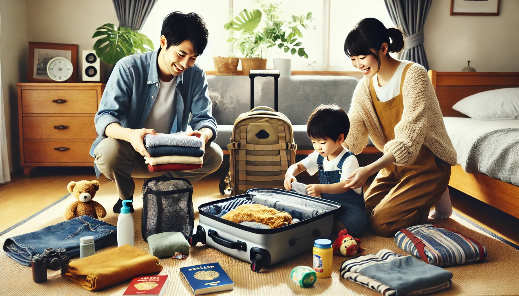 子連れの旅行、パッキング、リュックとスーツケース