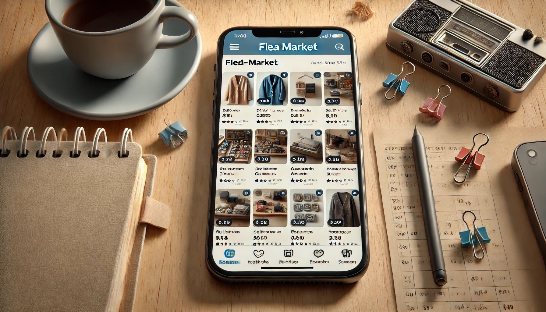 フリマサイトやオークションサイトのスマホ画面