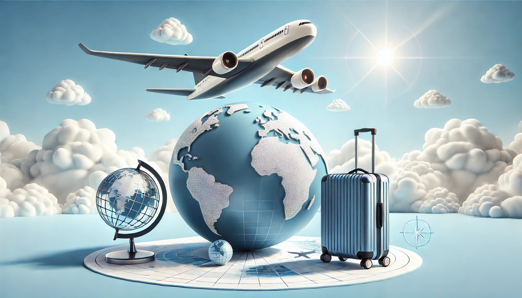 飛行機で海外旅行、スーツケースのイメージ