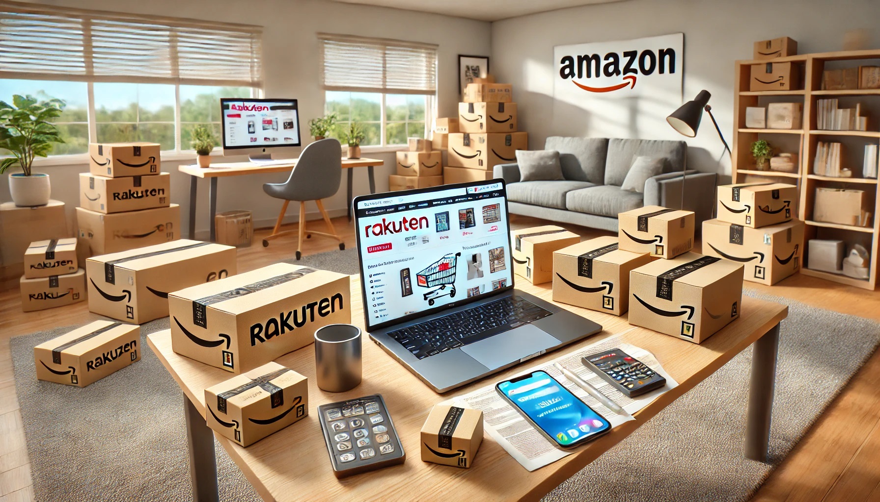 楽天やAmazonなどの通販、注文した商品、段ボール