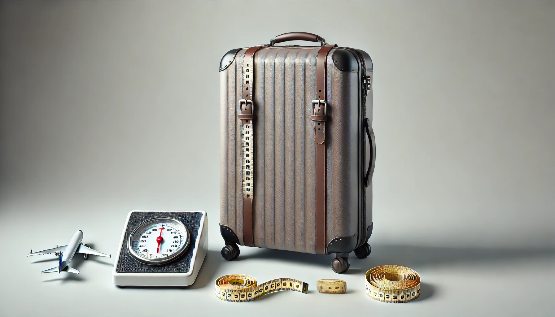 スーツケースのサイズと寸法を測る量りとメジャー