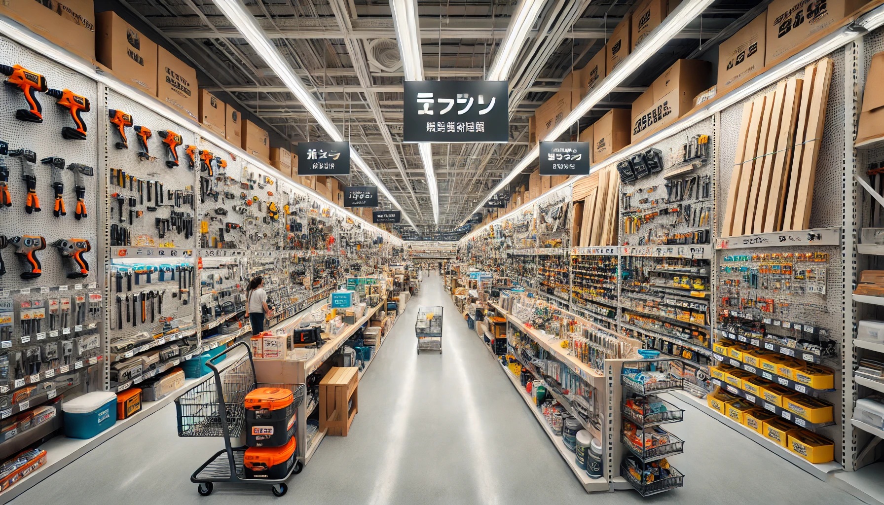 ホームセンターの店内、DIY用品